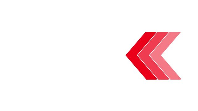 icon swipe left animation white background. Left directional arrows looping animation. arrows for the overlay video layer. 4K video