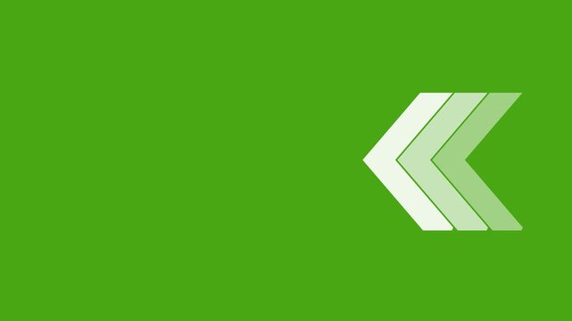 icon swipe left animation green background. Left directional arrows looping animation. arrows for the overlay video layer. 4K video