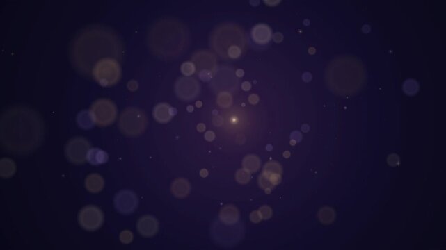 Sparkle dust and bokeh spiraling into a glowing vortex on purple background, dreamy loop