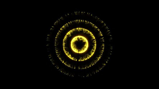 Glowing golden particle circle wave on black background. futuristic energy ring made of glowing particles and light, 4k special events awards ceremony
