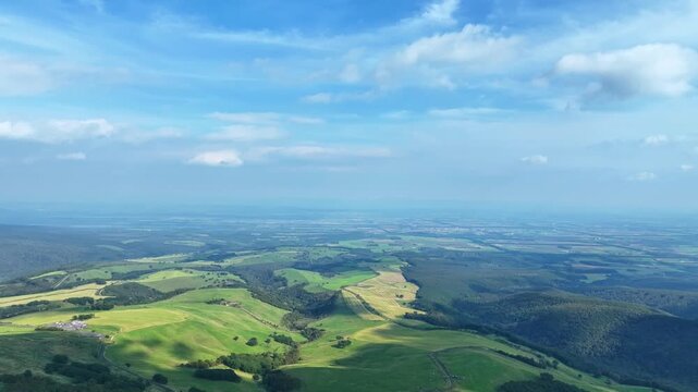 Drone aerial footage of a plateau landscape. Nature, environment, grassland, view, panorama, beautiful, scenery, vast, horizon, panorama, distant view