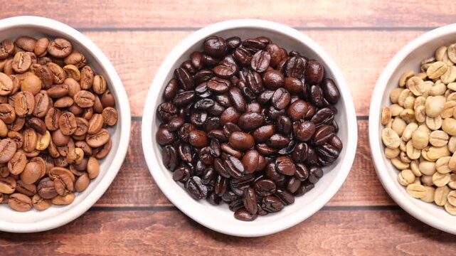 Coffee beans sorting and comparison at a cafe in daytime