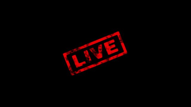 Red grunge rubber stamp with the word live isolated on a black background
