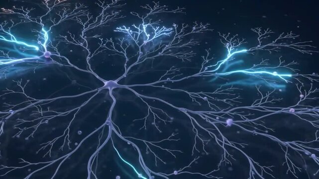 Complex neural network and synapses firing electrical signals in brain