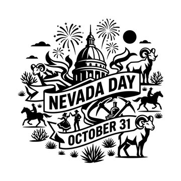 Nevada day october 31 commemorative emblem with bighorn sheep