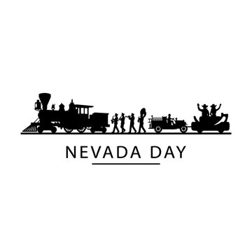 Nevada day parade celebration silhouette with train and band
