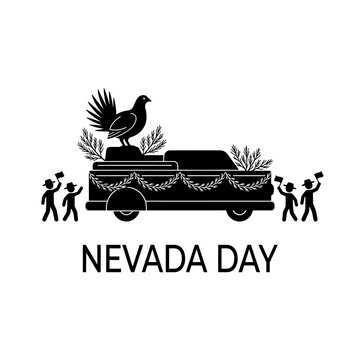 Nevada day parade float with state bird and people silhouette