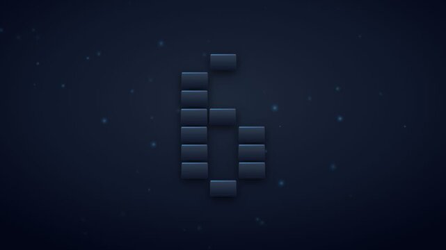Pixelated blocky ten second digital countdown timer appearing on dark blue background with floating dust particles