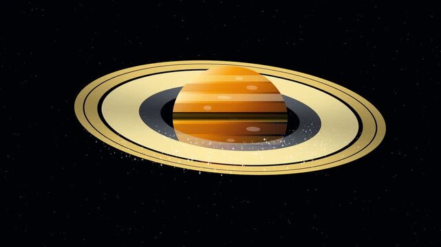Saturn turns beneath its sweeping rings as icy particles travel around the planet.
