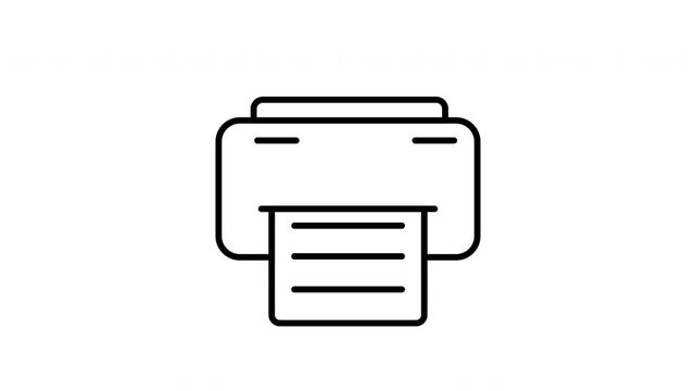 Printer with Paper Output Outline Icon on White Background