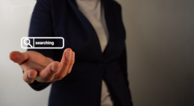 Businessperson presents a virtual search function