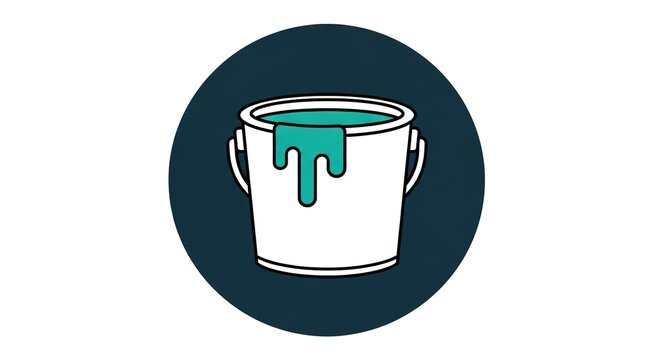 Paint bucket solid icon containing paint bucket and dripping paint for home renovation and DIY projects. Featuring a paint can symbol. Solid glyph vector icon for interior design works