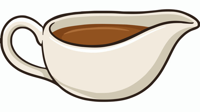 Thanksgiving gravy boat filled with brown gravy vector illustration in cartoon style