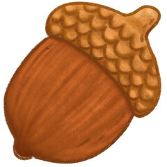 autumn leaf hand drawn illustration , acorn brown seed .fall leaf decoration , Harvest time , dry leaf , red leaf , botanic nature forest wild life , cottage cozy whimsical. © moccameen