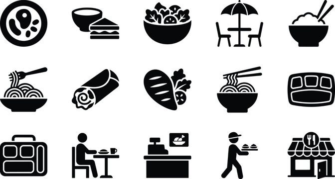 Set of food and restaurant service flat icons for web design and mobile applications