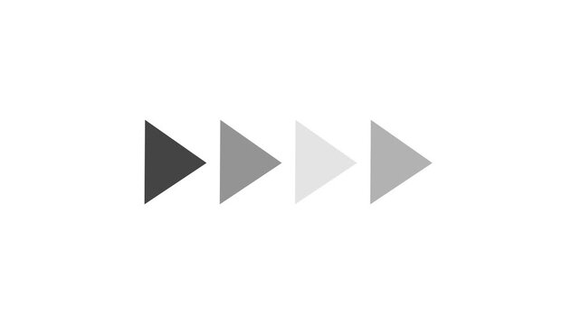 Dynamic minimalist loading animation featuring pulsing geometric triangles in sequential grayscale tones for modern user interface digital media projects, and software progress indicators