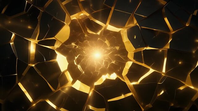 画面が割れて金の光が溢れる演出動画