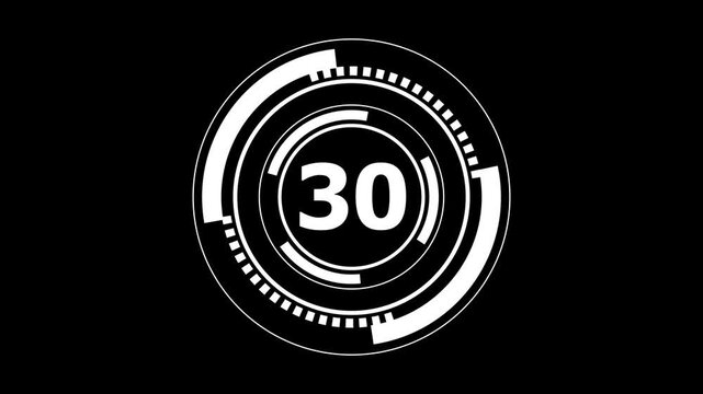 35 Second Countdown Futuristic HUD Digital Timer Animation.