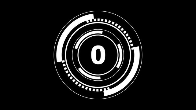 5 Second Countdown Futuristic HUD Digital Timer Animation.