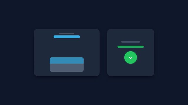 Animated UI Elements Transitioning with Data Visualization and Progress Indicators, symbolizing digital workflow, information processing, and project completion, seamlessly transitioning.