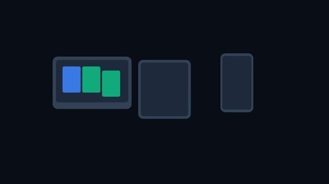 Dynamic interface animation showcasing responsive design transition across multiple devices, symbolizing digital connectivity, user experience, and seamless cross-platform integration