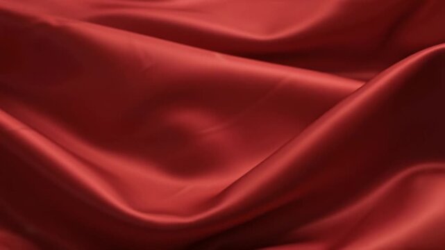 Elegant red silk fabric background with soft waves and luxurious folds.