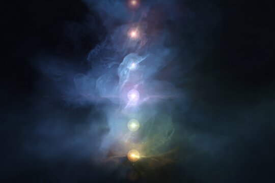 Chakra energy system vertical glowing chakras in motion for spiritual healing meditation background and subtle aura alignment wallpaper