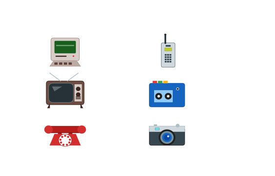 Vintage technology vector icon set bundle created from geometric shapes