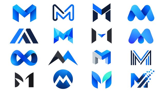 Set M Letter Logo Template Vector Illustration