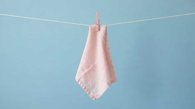 Pink cloth hanging on a clothesline