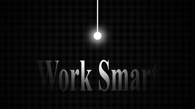 Work Smart Inspirational Text Quote with Glowing Light Effect on Dark Grid Background