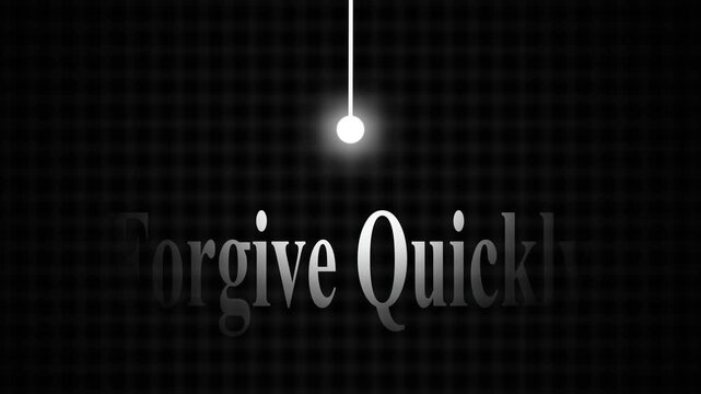 Forgive Quickly Inspirational Text Quote with Glowing Light Effect on Dark Grid Background