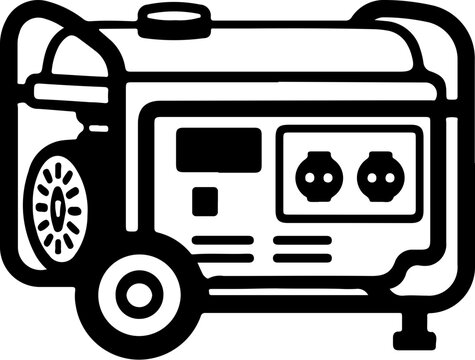 Generator Construction Equipment Icon Set, Heavy Machinery and Building Equipment Collection