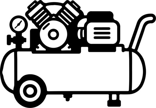 Air Compressor Construction Equipment Icon Set, Heavy Machinery and Building Equipment Collection