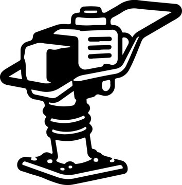 Compactor Construction Equipment Icon Set, Heavy Machinery and Building Equipment Collection