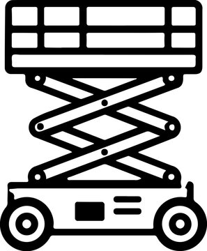 Scissor Lift Construction Equipment Icon Set, Heavy Machinery and Building Equipment Collection