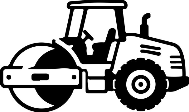 Road Roller Construction Equipment Icon Set, Heavy Machinery and Building Equipment Collection