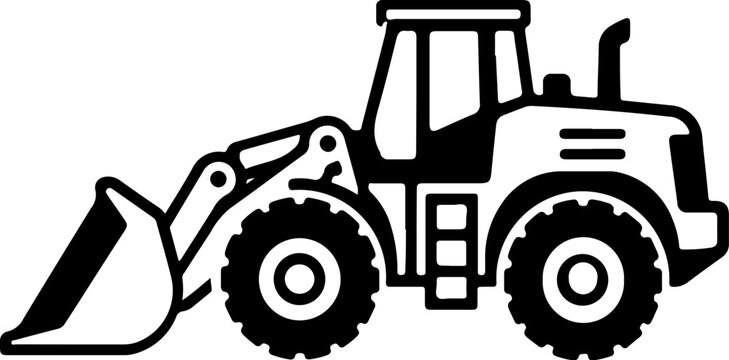 Wheel loader Construction Equipment Icon Set, Heavy Machinery and Building Equipment Collection