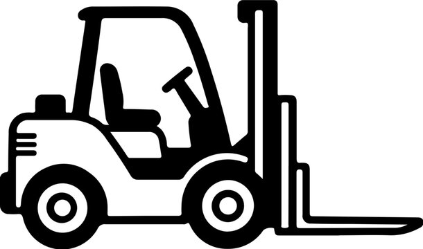Forklift Construction Equipment Icon Set, Heavy Machinery and Building Equipment Collection