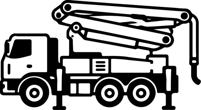 Concrete Pump Construction Equipment Icon Set, Heavy Machinery and Building Equipment Collection