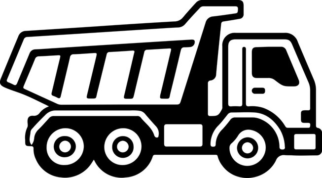 Dump Truck Construction Equipment Icon Set, Heavy Machinery and Building Equipment Collection
