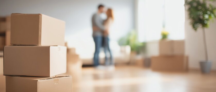 Couple embracing in a modern living space