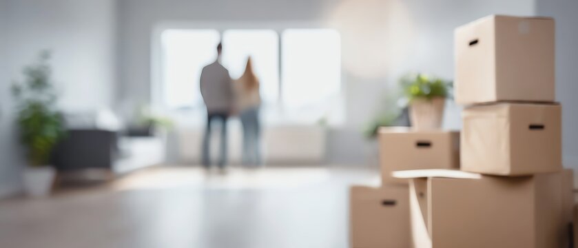 Couple planning their new home in a bright space.