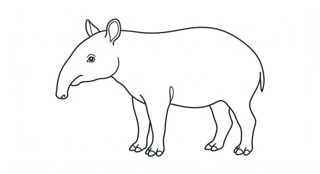 Illustration of a tapir to color, on a white background.