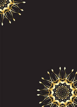 Luxury Islamic background with silver and gold mandala corner ornament on dark background