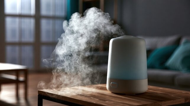 Humidifier emitting vapor indoors