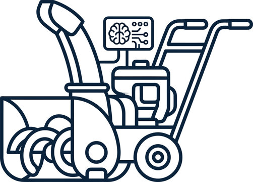 Smart Snow Blower Icon Featuring Artificial Intelligence Technology.