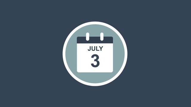 Minimalist flat calendar displaying july 3rd date for scheduling, time management, event planning, and digital organization concepts in corporate or personal productivity projects