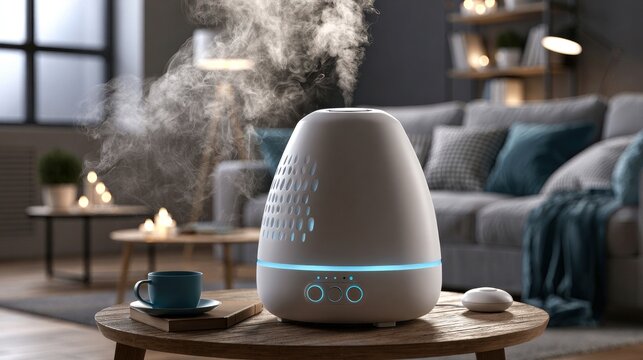 Modern home air humidifier device emitting steam