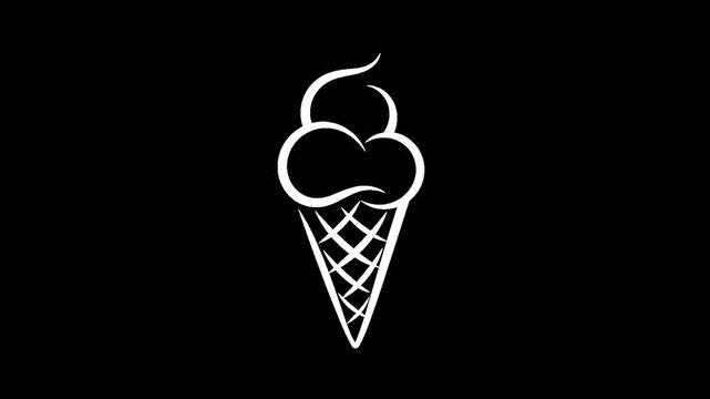 White outline ice cream cone rotating with alpha channel